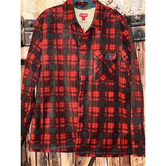 Union Bay Shacket button up long sleeve Sherpa  Men’s size medium plaid jacket s - Picture 1 of 7